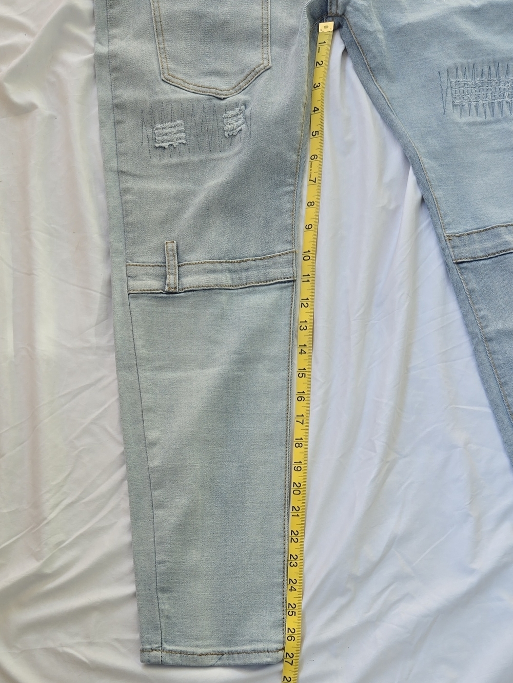 Men's Distressed Jeans Fashionable Front/Back Pocket Design Two Tone At Back - Picture 3 of 14